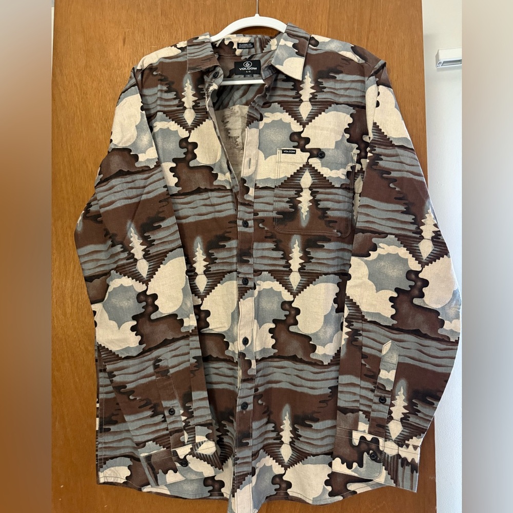 Volcom Liberate Button Down Flannel Shirt - White Flash